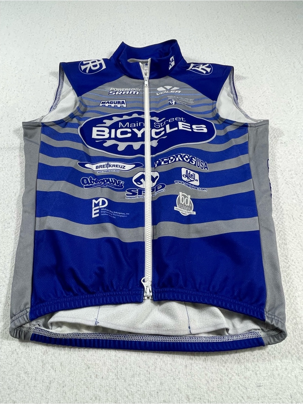 Voler WINDTEX Windstopper Cycling Vest Full Zip (S)Blue Gray Striped.SKU#0656